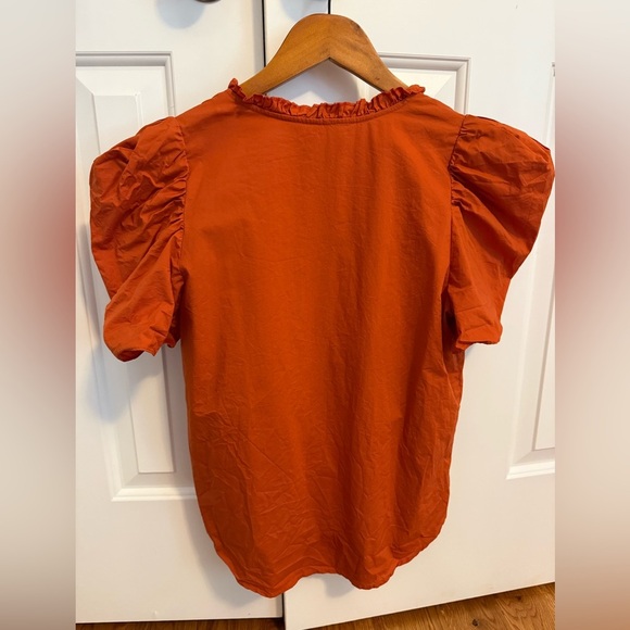 Anna Cate Abigail Puff Sleeve Blouse in Sienna Burnt Orange Medium STAIN - Picture 7 of 11